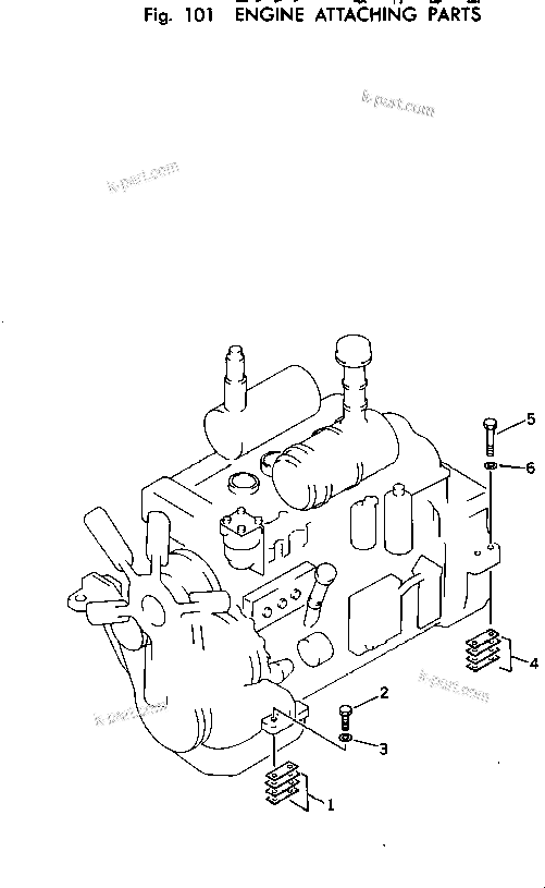 Parts diagram: ENGINE ATTACHING PARTS — D60S-8 S/N 45001-UP