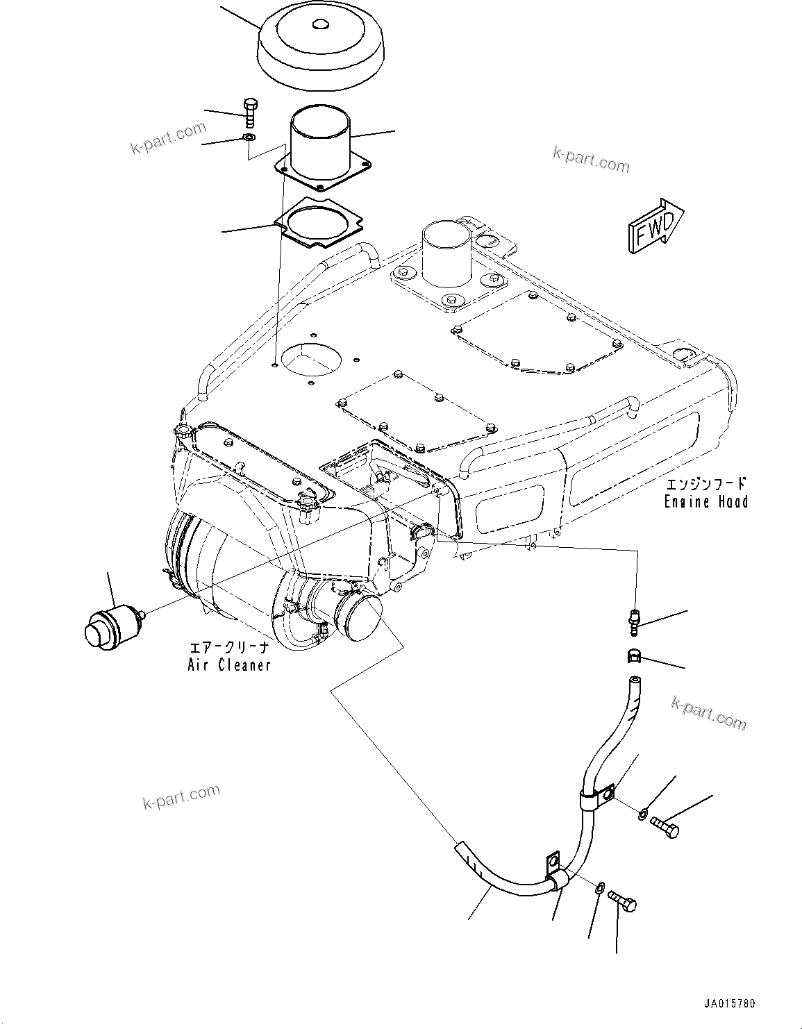 Parts diagram: Air Cleaner Related Parts, Dust Indicator (#90023-) — D65EXI-18 S/N 90023-UP