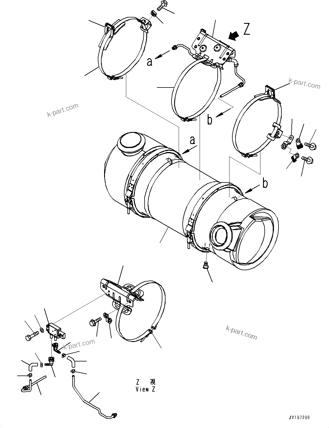 Parts diagram: Komatsu Diesel Particulate Filter (KDPF) and SCR Assembly, Inner Parts, Komatsu Diesel Particulate Filter (KDPF)(#70002-) — D71EX-24E0 S/N 70002-UP