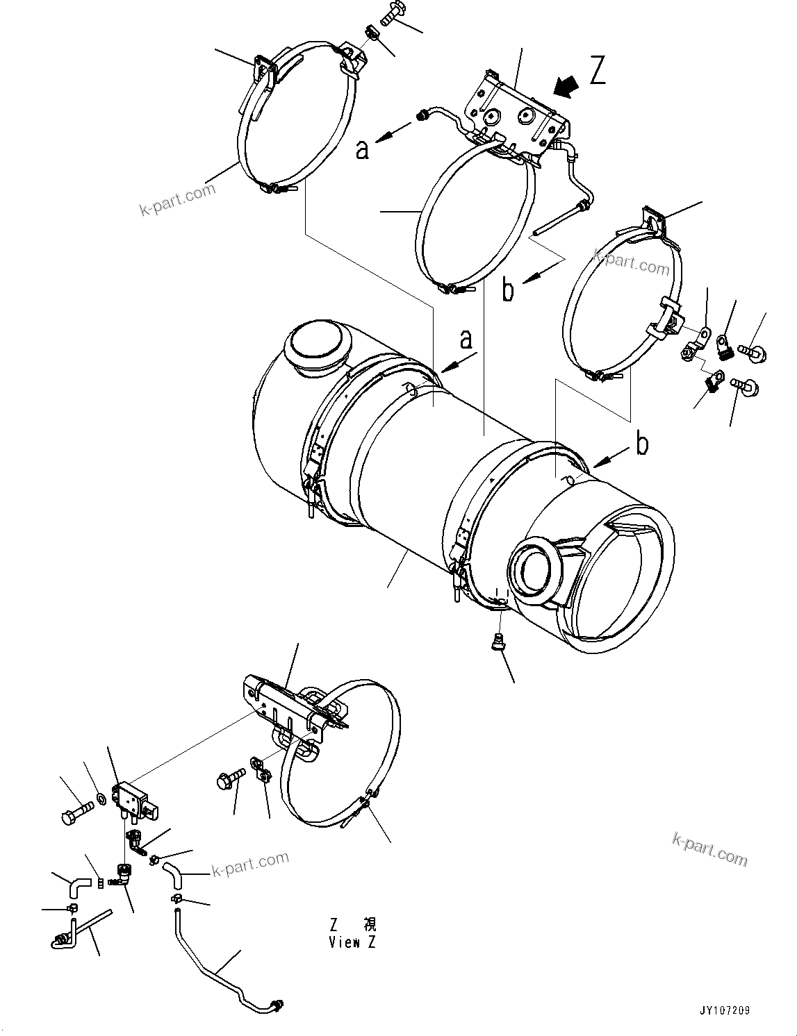 Parts diagram: Komatsu Diesel Particulate Filter (KDPF) and SCR Assembly, Inner Parts, Komatsu Diesel Particulate Filter (KDPF)(#70002-) — D71PX-24E0 S/N 70002-UP