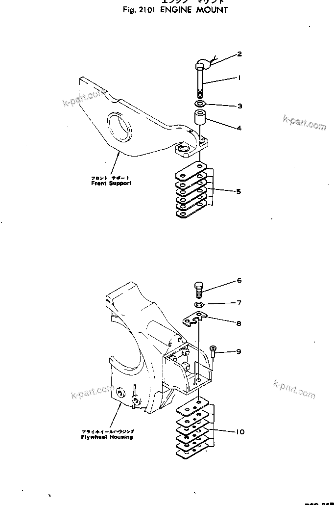 Parts diagram: ENGINE MOUNT — D85P-18 S/N 2001-UP