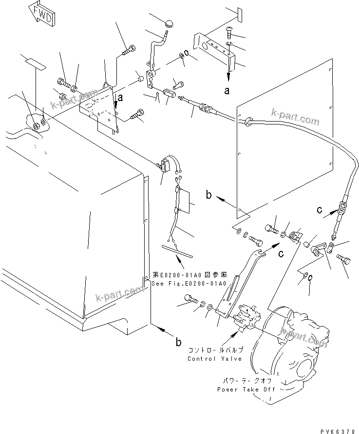 Parts diagram: P.T.O. CONTROL LEVER — DNP031-3C-D S/N 45001-UP (D31P-20A)
