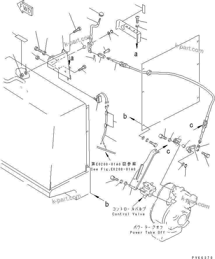 Parts diagram: P.T.O. CONTROL LEVER — DNP031-3C-P S/N 45001-UP (D31P/PL/PLL-20)