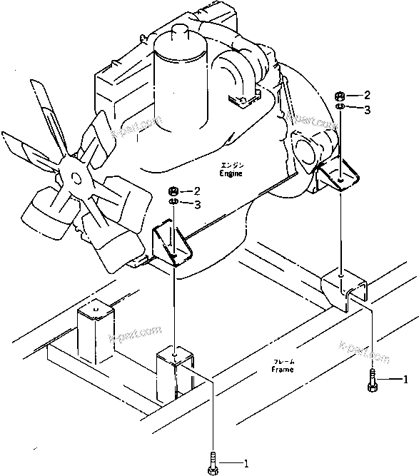 Parts diagram: ENGINE MOUNTING — EC210Z-1 S/N 1001-UP