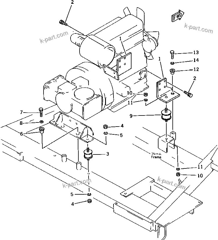 Parts diagram: ENGINE MOUNTING — EC35ZS-2 S/N 3001-UP