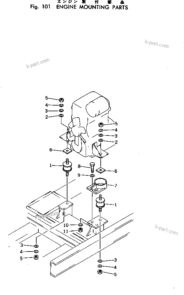 Parts diagram: ENGINE MOUNTING PARTS — EG15-3 S/N 3001-UP