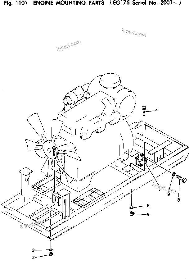 Parts diagram: ENGINE MOUNTING PARTS — EG175-2 S/N 2001-UP