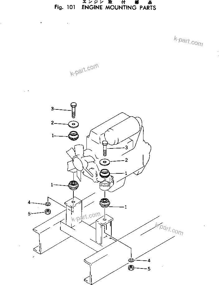 Parts diagram: ENGINEMOUNTING PARTS — EG30S-3 S/N 3001-UP