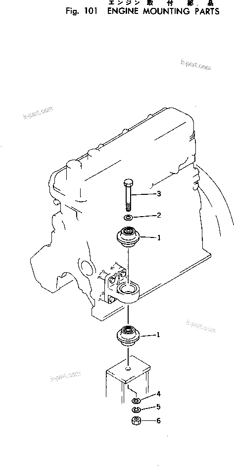 Parts diagram: ENGINE MOUNTING PARTS — EG65-2 S/N 3001-UP