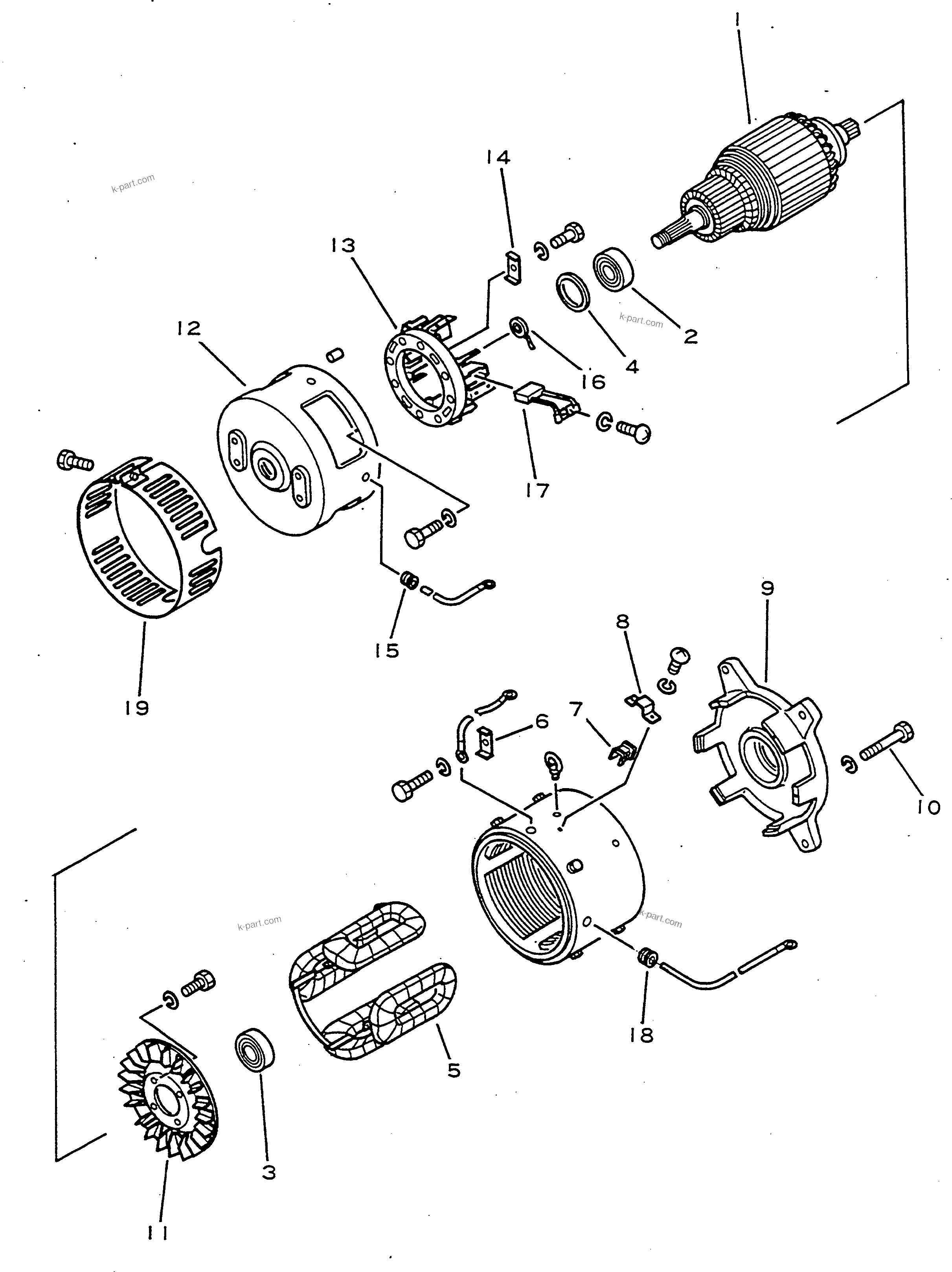 Parts diagram: DRIVE MOTOR (48V) — FB15RS/18RS-10 S/N 60001-UP