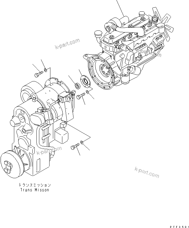 Parts diagram: ENGINE UNIT AND POWER TRAIN RELATED PARTS (LARGE CAPACITY ALTERNATOR SPEC.)(#2301-2350) — FD200Z-6 S/N 2301-UP