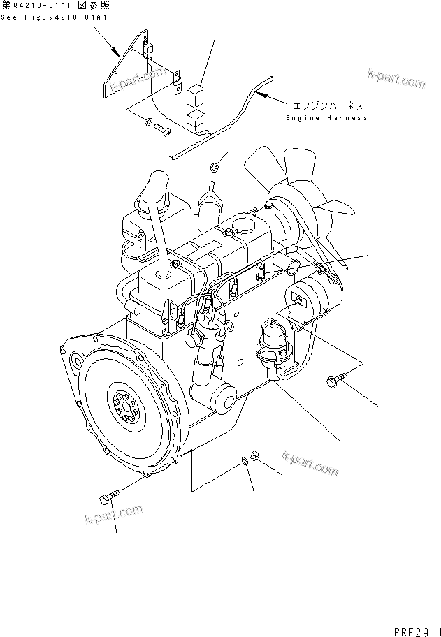 Parts diagram: ENGINE UNIT AND POWER TRAIN RELATED PARTS (DRY CLUTCH AND TORQUE CONVERTER SPEC.)(#600001-622000) — FG15H-EC S/N 600001-UP