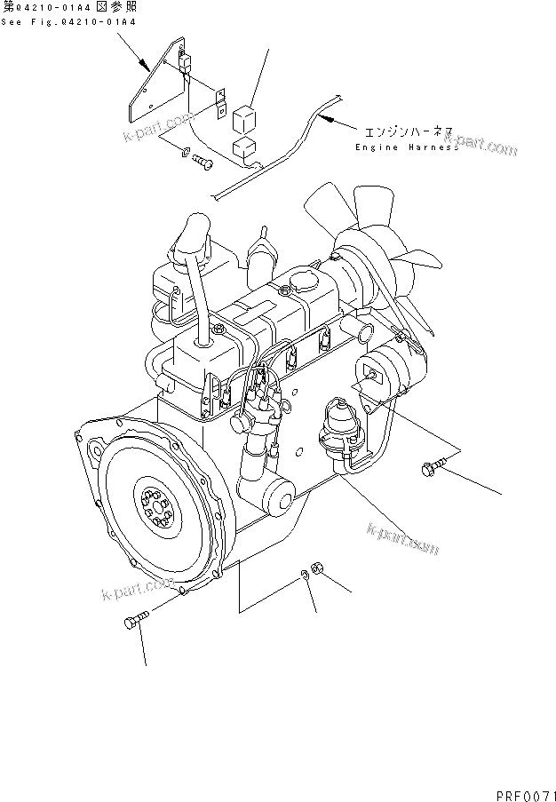 Parts diagram: ENGINE UNIT AND POWER TRAIN RELATED PARTS (DRY CLUTCH AND TORQUE CONVERTER SPEC.) — FG28/30-12 S/N 500001-UP