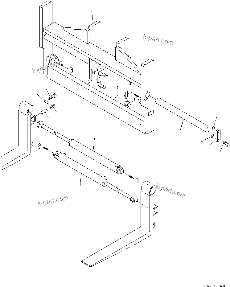 Parts diagram: FORK POSITIONER (SIDE SHIFT TYPE) (FRAME AND CYLINDER) — FHW701-1 S/N 1001-UP