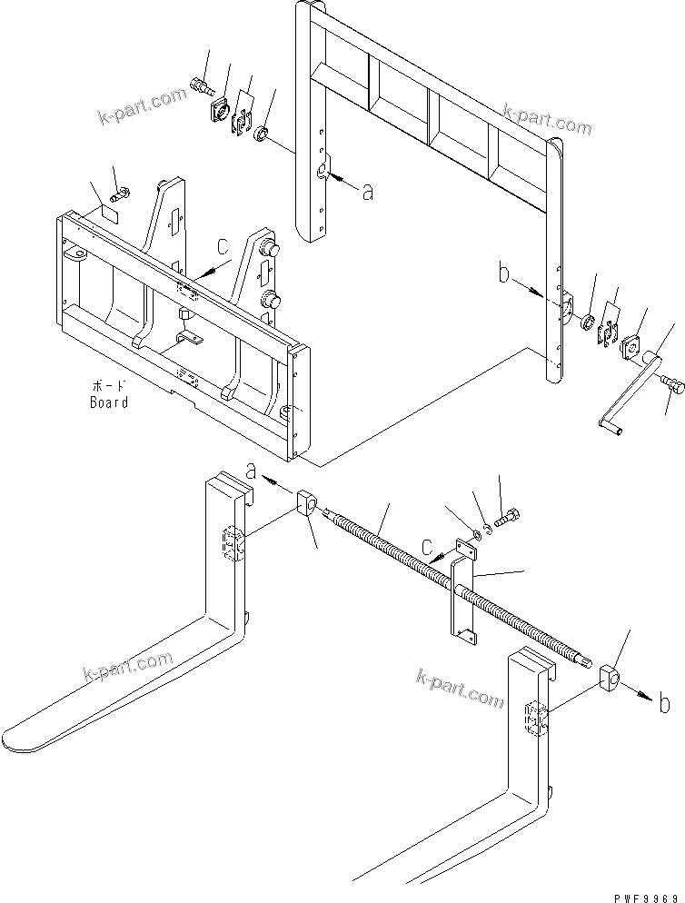 Parts diagram: FORK POSITIONER (MANUAL STROKE HOOK/HOOK TYPE) (SHAFT AND BLOCK) (WIDTH=1270MM) — FMM5A1-1 S/N 1001-UP