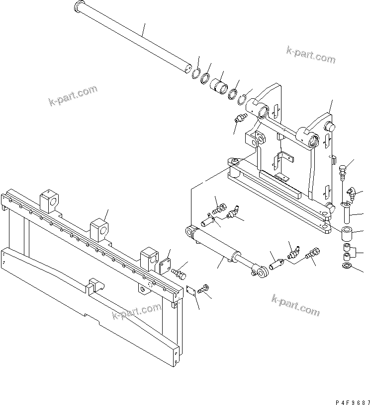 Parts diagram: SIDE SHIFTER (HOOK TYPE) (FRAME AND CYLINDER) — FSE608-1 S/N 1001-UP