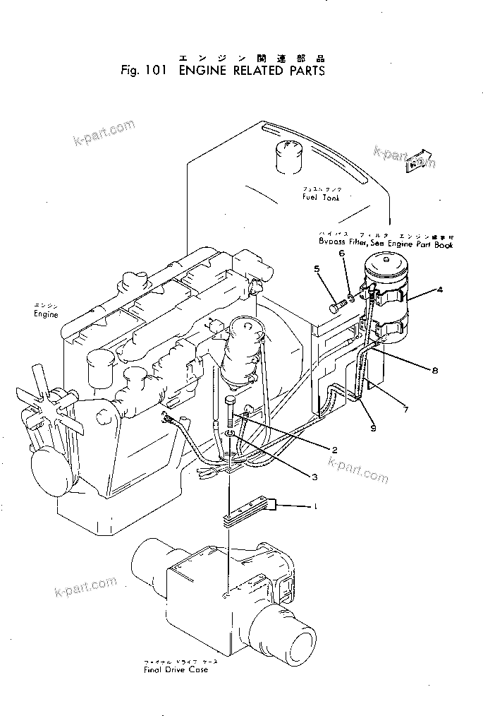 Parts diagram: ENGINE RELATED PARTS — GD40HT-2 S/N 1002-UP