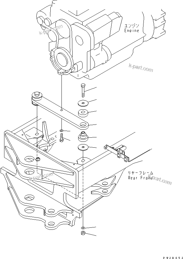 Parts diagram: ENGINE MOUNTING PARTS — GD555-3 S/N 50001-UP (For North America)