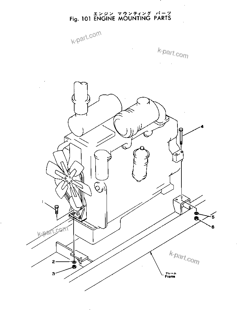 Parts diagram: ENGINE MOUNTING PARTS — GD600R-1 S/N 10002-UP