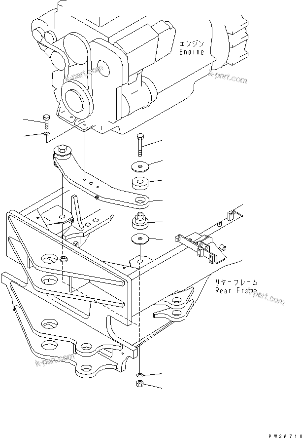 Parts diagram: ENGINE MOUNTING PARTS — GD655-3 S/N 1001-UP