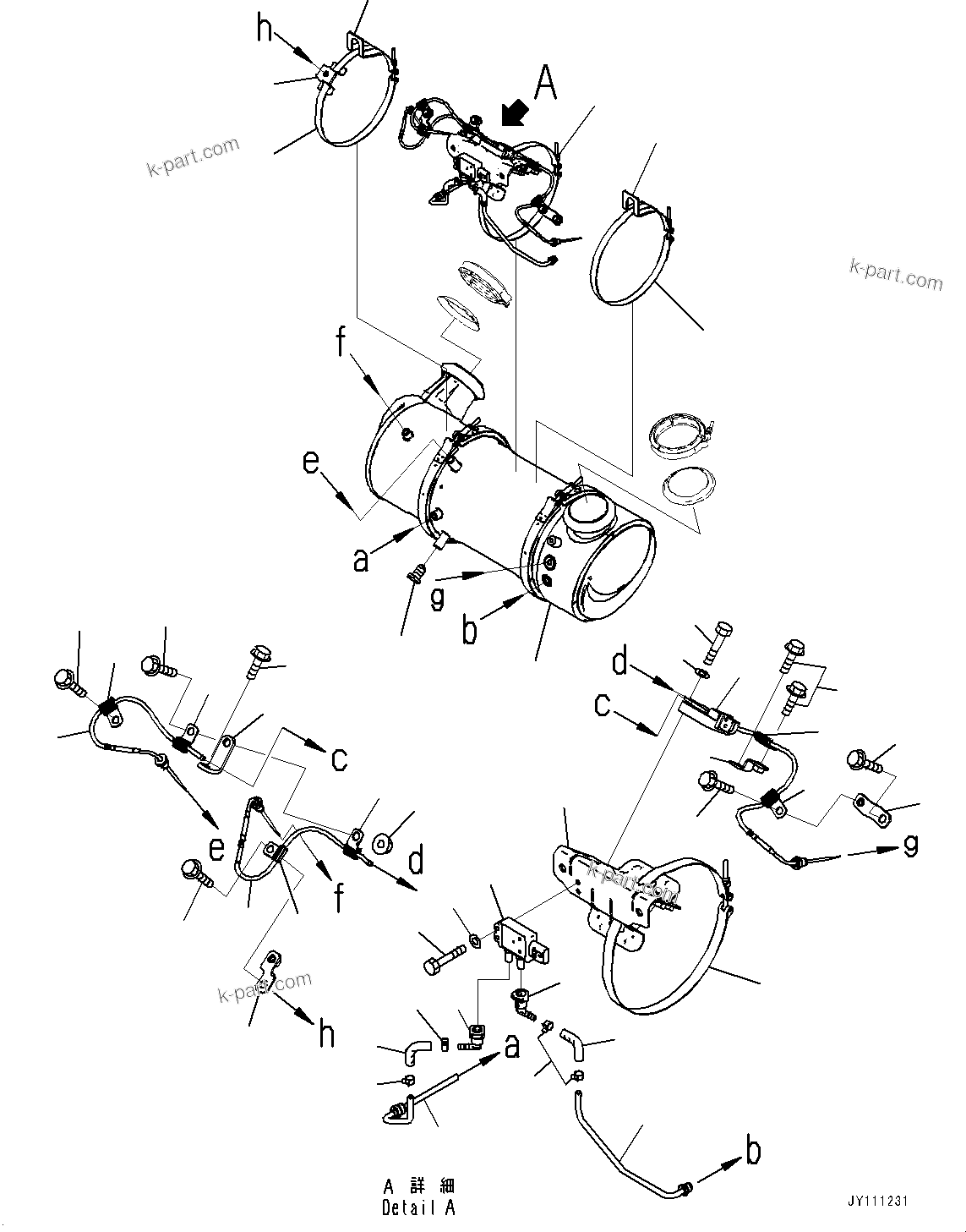 Parts diagram: Komatsu Diesel Particulate Filter (KDPF) and SCR Assembly, Komatsu Diesel Particulate Filter (KDPF)(#60994-) — GD675-6E0 S/N 60001-UP