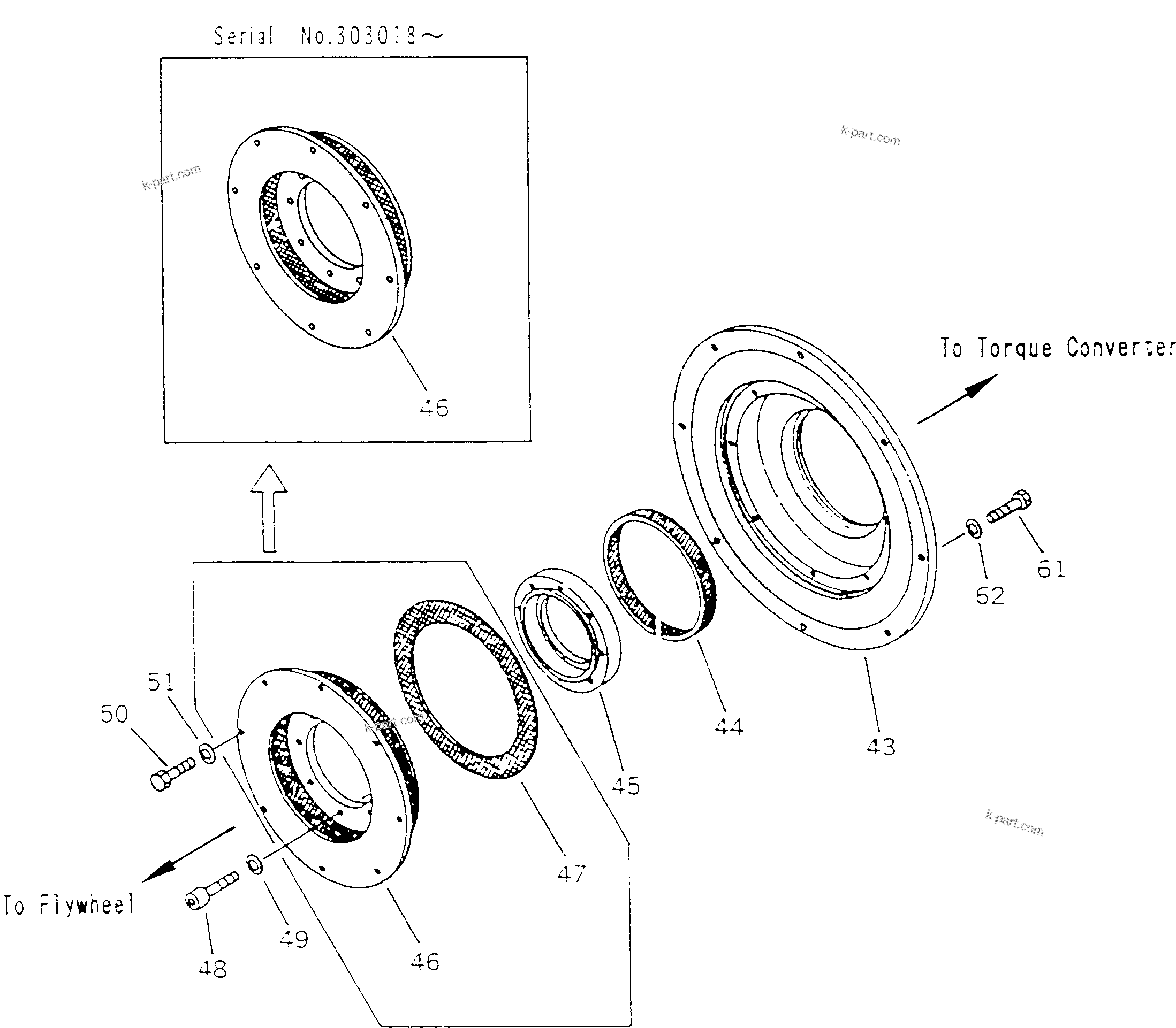 Parts diagram: DAMPER ? ENGINE FLYWHEEL — HA250-3 S/N 303001-UP