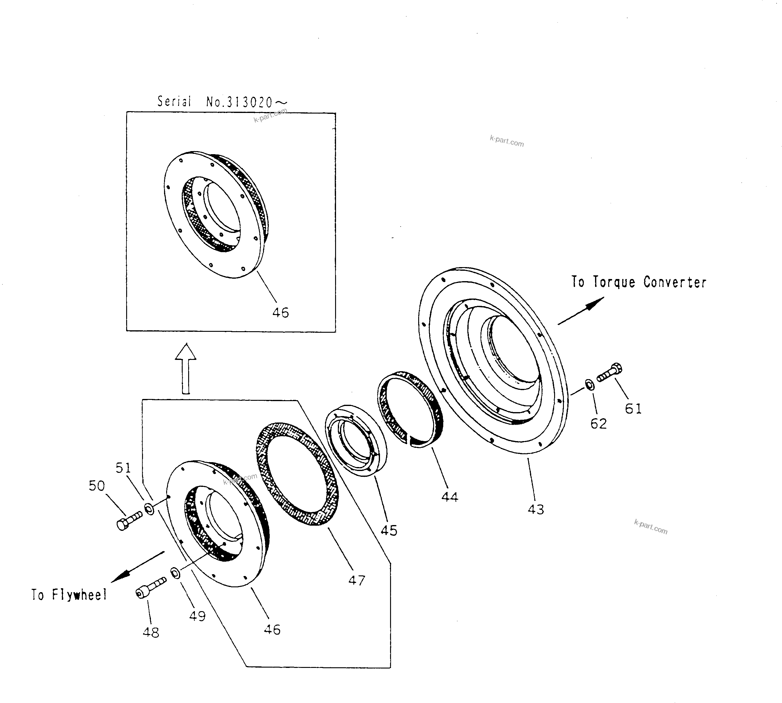 Parts diagram: DAMPER ? ENGINE FLYWHEEL — HA270-3 S/N 313001-UP