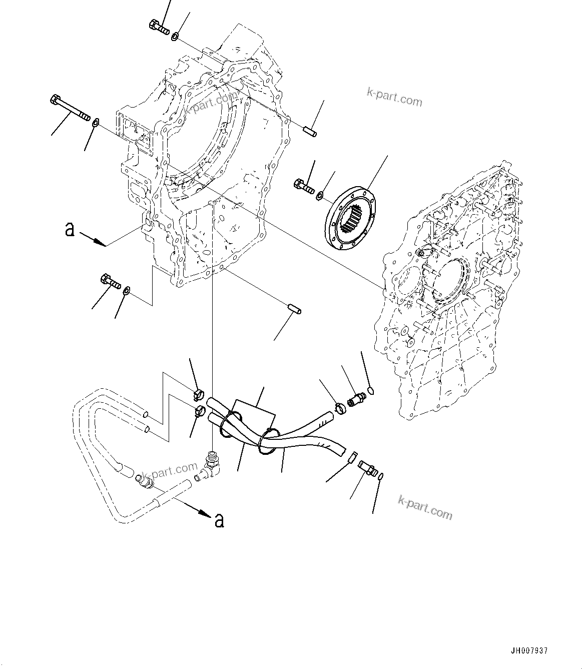 Parts diagram: Engine Related Parts, Motor Related Parts (#10001-10023) — HB215LC-1M0 S/N 10001-UP