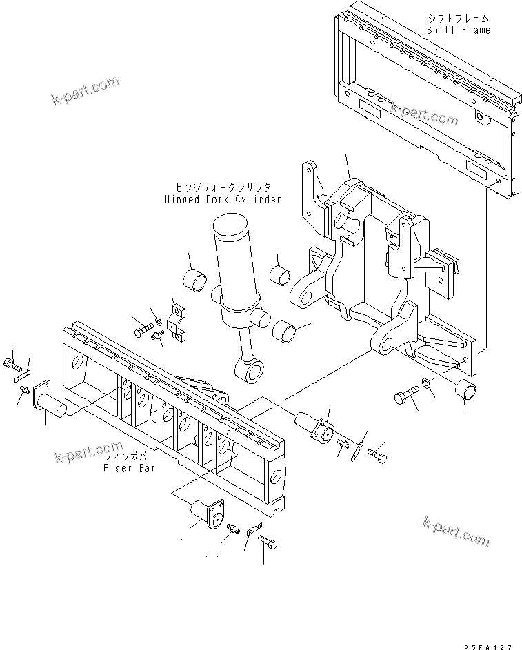 Parts diagram: HINGED FORK (WITH SIDE SHIFT) (FRAME) — HFS408-1 S/N 1001-UP