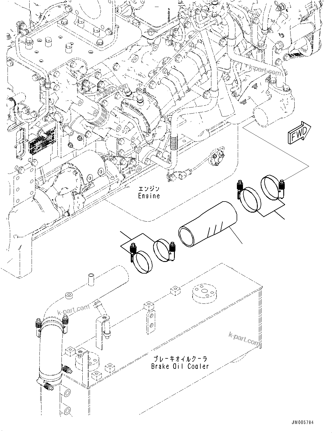 Parts diagram: Engine Related Parts, Water Pump Piping (#20001-) — HM300-5E0 S/N 20001-UP