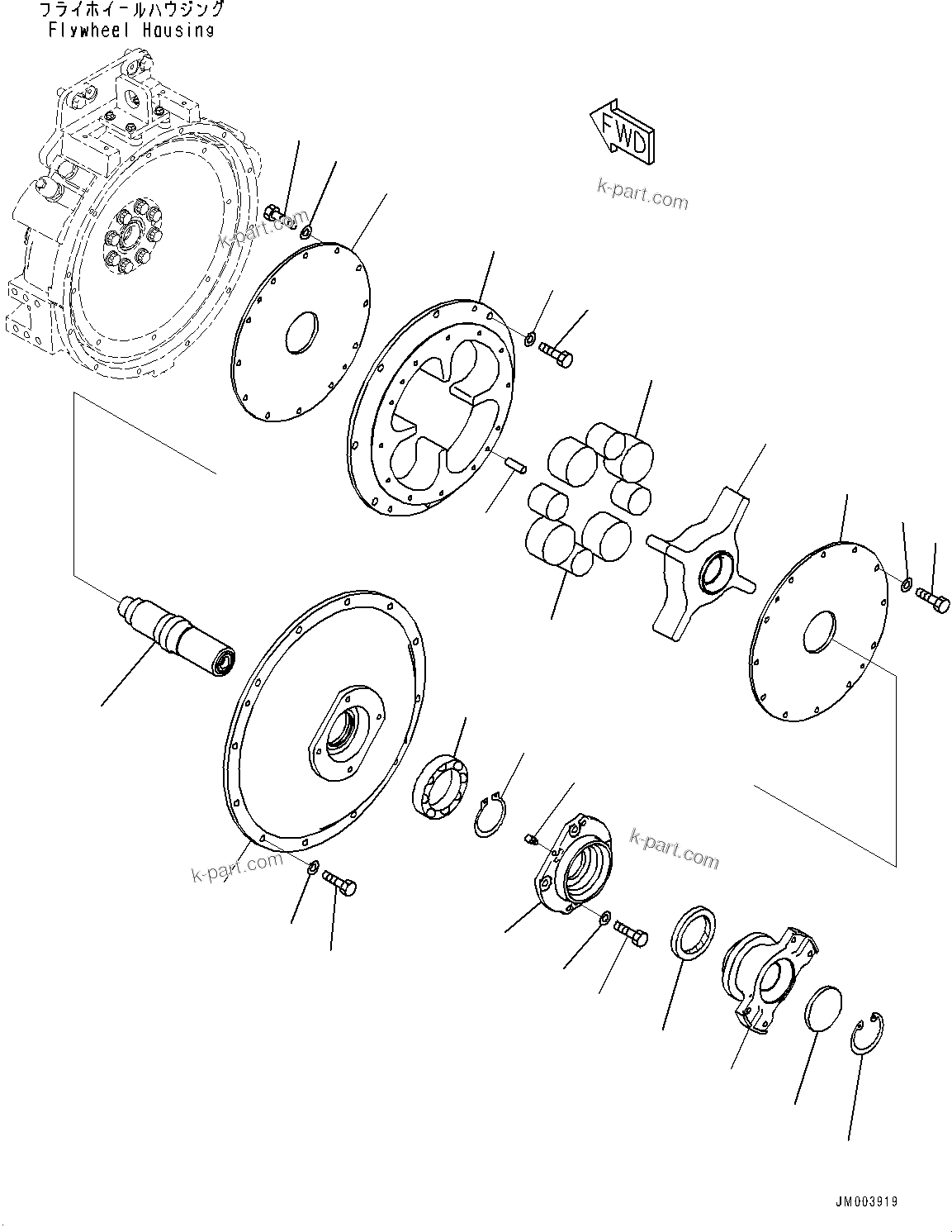 Parts diagram: Engine Related Parts, Damper (#3773-) — HM400-3 S/N 3001-UP