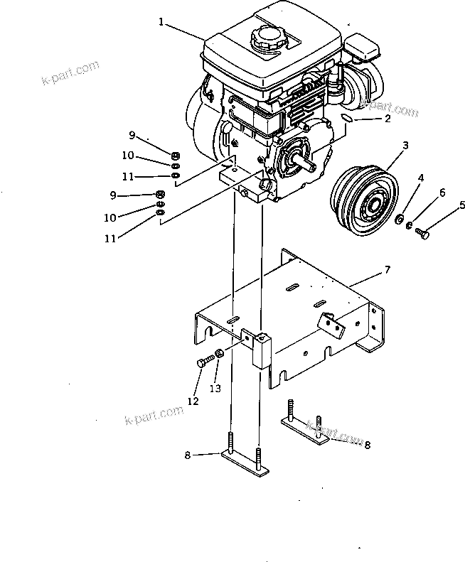 Parts diagram: ENGINE MOUNT — JP60-2 S/N 25001-UP