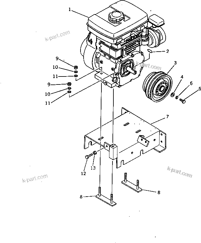 Parts diagram: ENGINE MOUNT — JP70-5 S/N 40001-UP