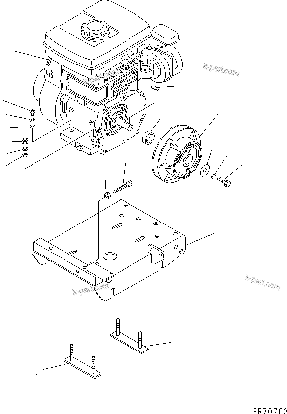 Parts diagram: ENGINE MOUNT — JP70-6 S/N 41001-UP