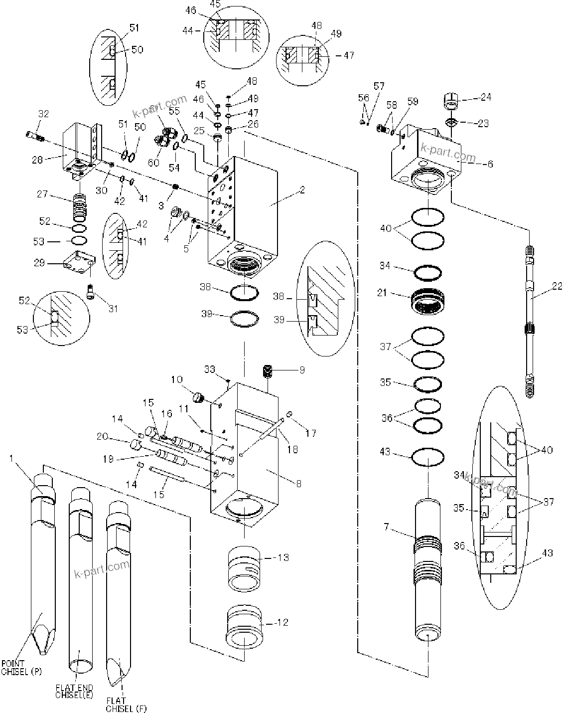 Parts diagram: Hydraulic Breaker, Cylinder(#10001-) — JTHB60-3 S/N 10001-UP (JTHB60-3_HYDRAULIC BREAKER)