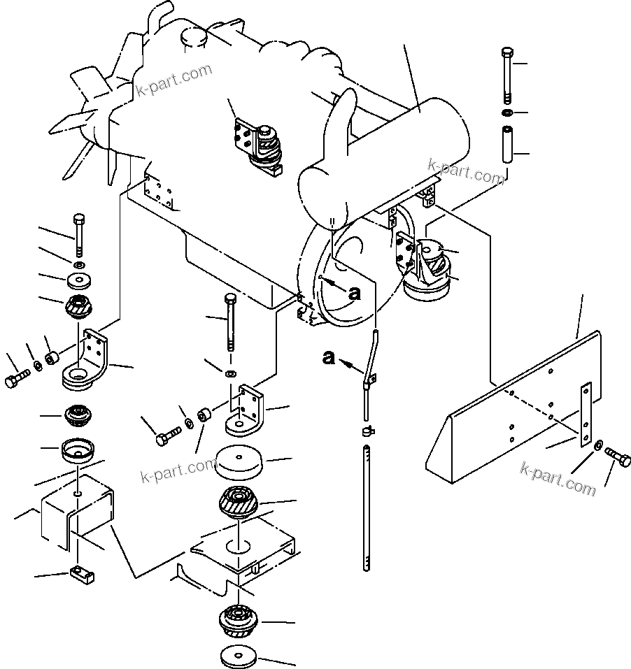 Parts diagram: ENGINE MOUNTING — PC200-5/LC-5 S/N A70001-UP