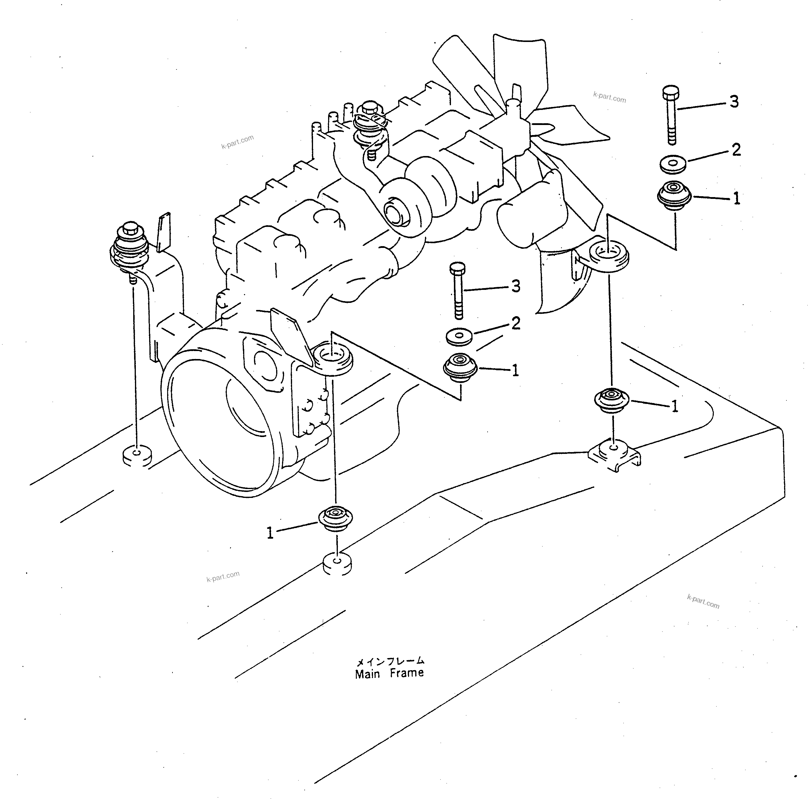 Parts diagram: ENGINE MOUNTING PARTS — LW250L-1NX S/N 6001-UP (X Type / Limited)