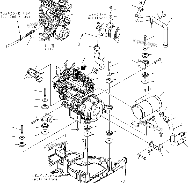 Parts diagram: ENGINE MOUNTING PARTS — MX182 S/N 4201-UP