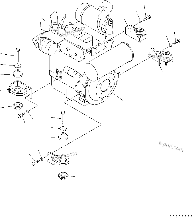 Parts diagram: ENGINE MOUNTING PARTS — MX27 S/N 5001-UP