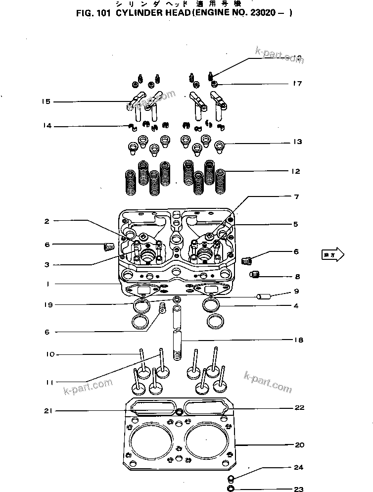 Parts diagram: CYLINDER HEAD — NH-220-CI-1Q S/N 23020-UP