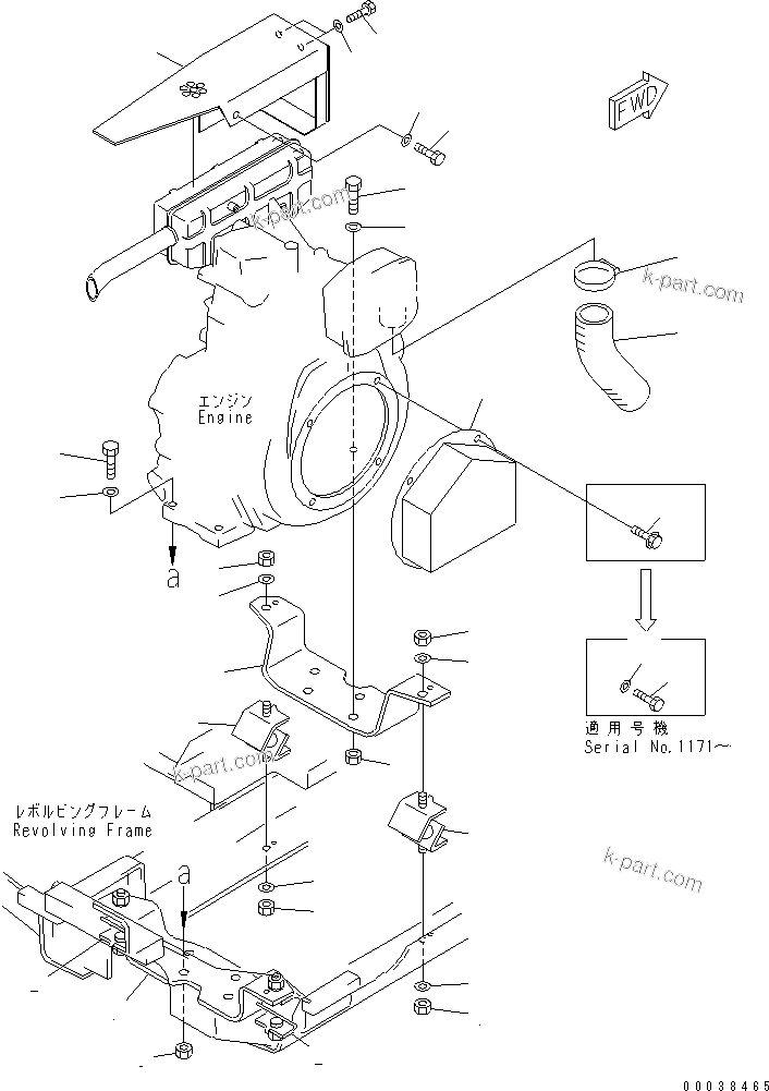 Parts diagram: ENGINE MOUNTING AND RELATED PARTS — PC02-1A S/N 10001-UP