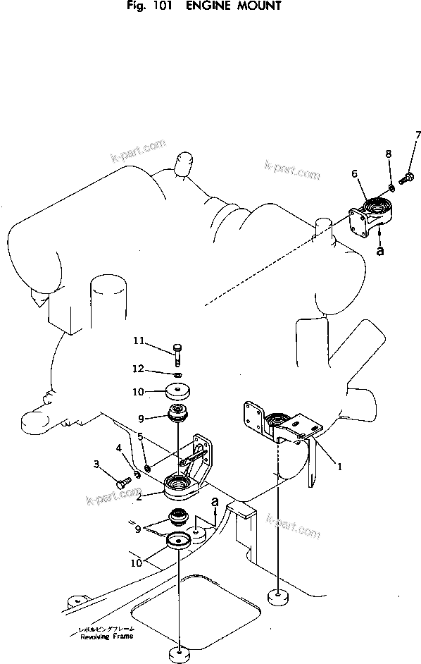 Parts diagram: ENGINE MOUNT — PC100U-2 S/N 10001-UP