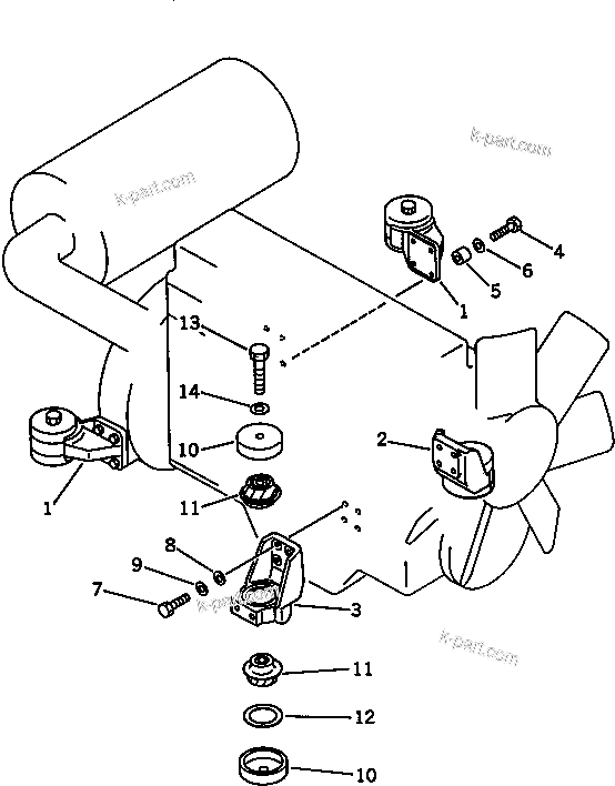 Parts diagram: ENGINE MOUNT — PC120S-3 S/N 18001-UP