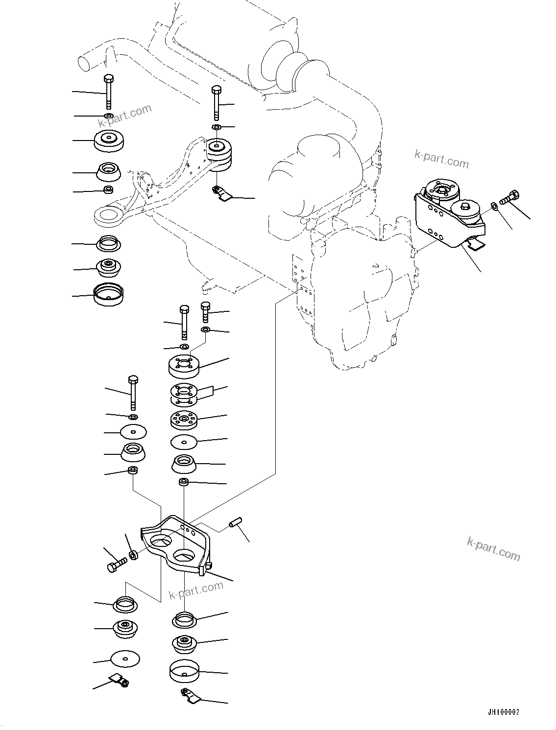 Parts diagram: Engine Mounting, Bracket and Cushion (#50001-) — PC1250LC-11 S/N 50001-UP
