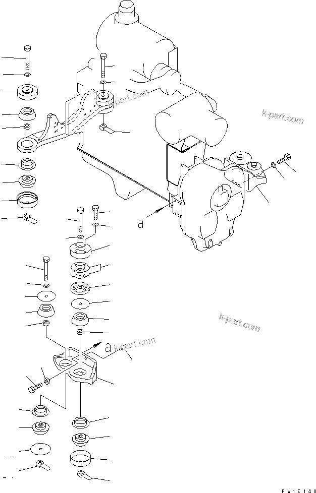 Parts diagram: ENGINE MOUNT — PC1250SP-7 S/N 20001-UP