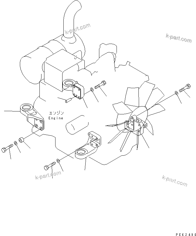 Parts diagram: ENGINE (MOUNT BRACKET) — PC128US-1 S/N 1001-UP