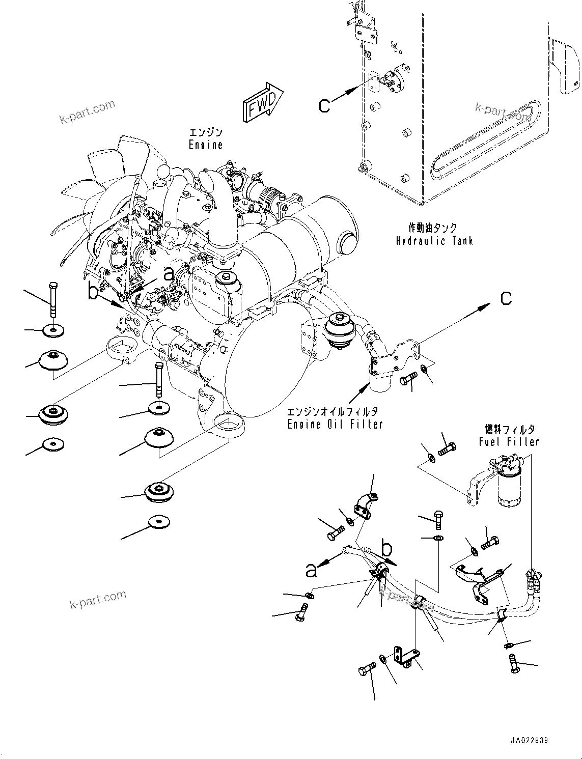 Parts diagram: Engine Mounting, Cushion (#44383-) — PC128USI-10 S/N 44527-UP