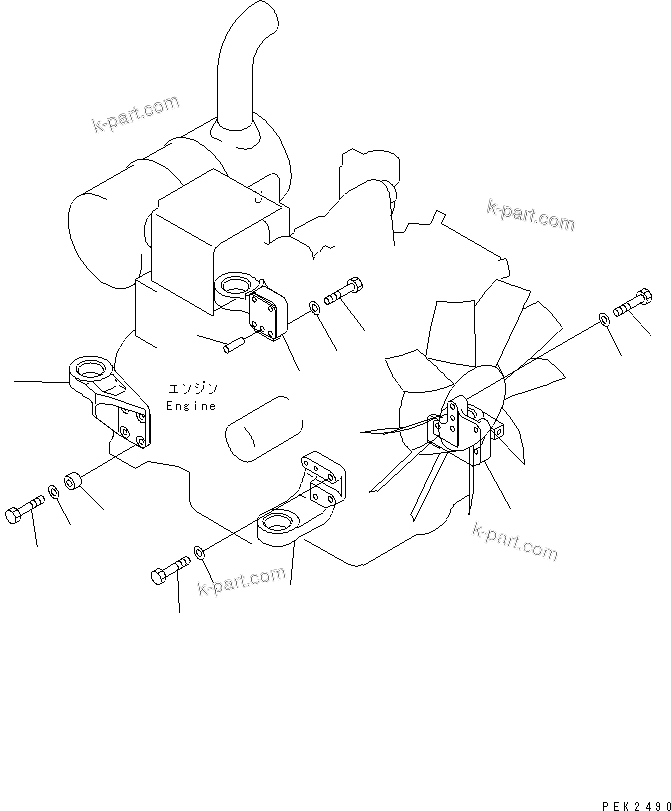 Parts diagram: ENGINE (MOUNT BRACKET)(#2347-) — PC128UU-1 S/N 1001-UP