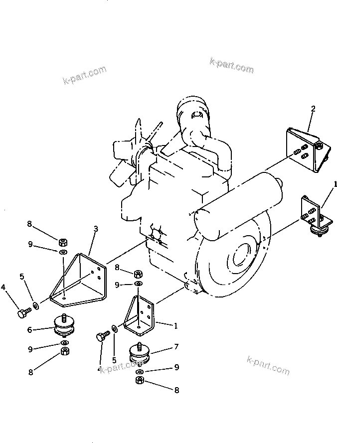 Parts diagram: ENGINE MOUNTING PARTS — PC12UU-1 S/N 1001-UP