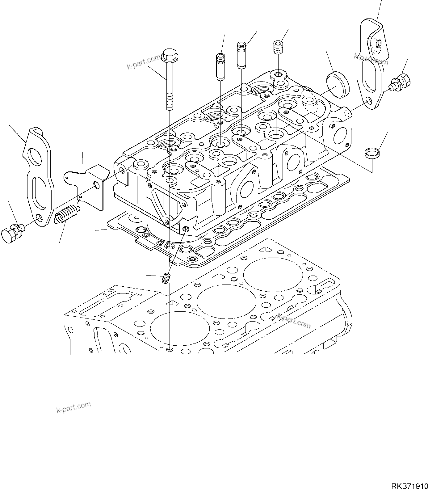 Parts diagram: CYLINDER HEAD (1/2) — PC14R-3 HS S/N F50003 AND UP
